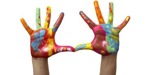 color painted child hand
