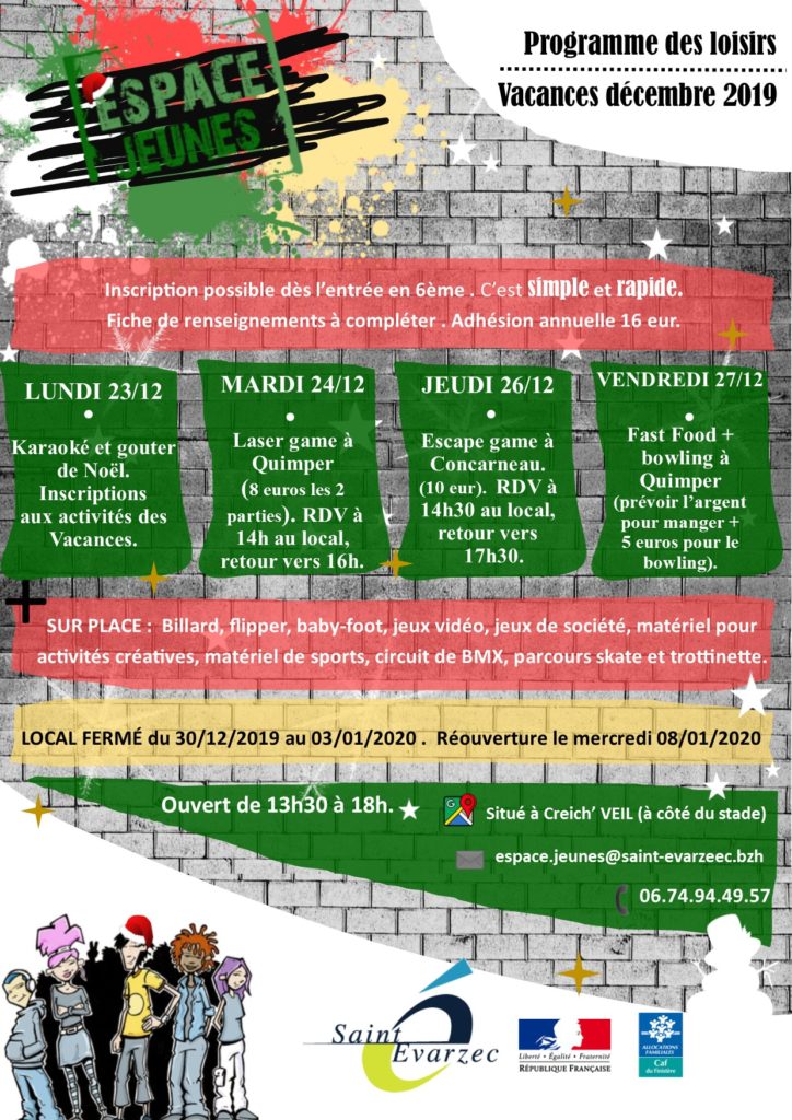 PLANNING espace jeunes noël