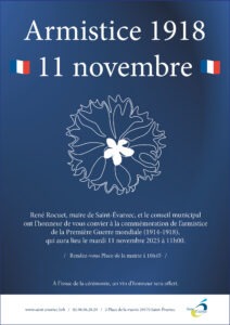 Affiche Armistice 11 novembre _ Invitation mardi 11 novembre à 11h place de la mairie