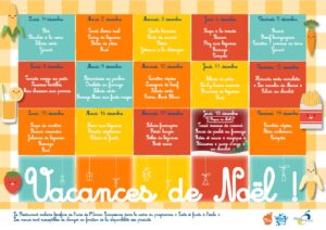 Menus du 1er décembre au 19 décembre