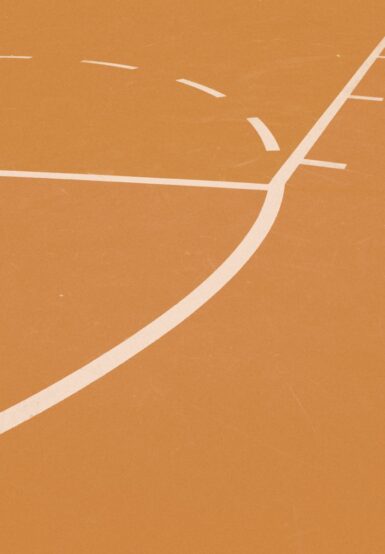 orange and white basketball court lines