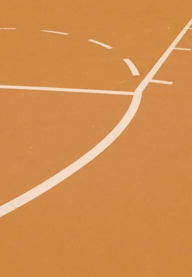 orange and white basketball court lines