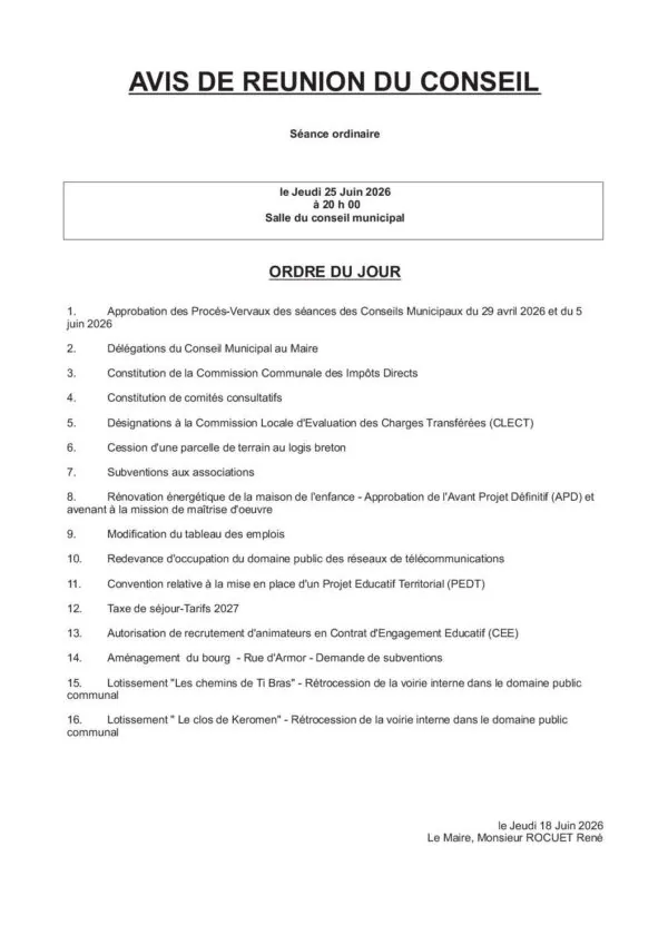Image du document Ordre du jour – 25 juin 2026