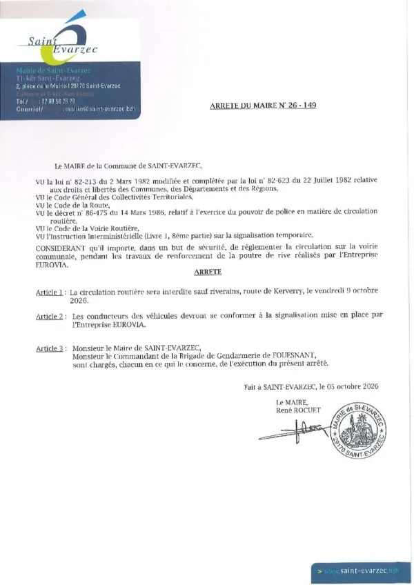 Image du document Arrêté du Maire (26-149)
